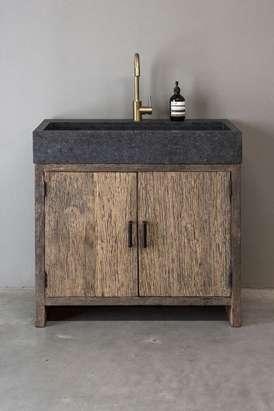 Afbeelding van Landelijk rustiek badkamer meubel incl. granieten wasbak