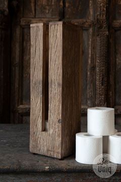 Afbeeldingen van Toiletrol dispenser oud rustiek hout