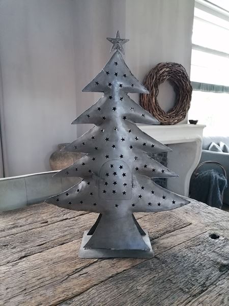 Afbeelding van Metalen kerstboom kandelaar ster