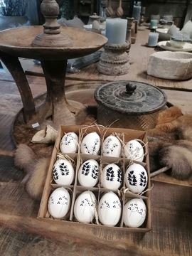 Afbeeldingen van Paasdecoratie hangende eieren met opdruk