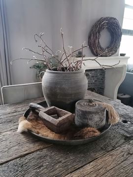 Afbeeldingen van Stoer & Stijlvol houten pot met deksel & kwast