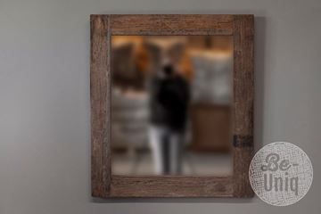 Afbeeldingen van Spiegel rustiek oud hout 90 x 80 cm