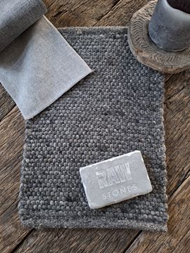 Afbeeldingen van Vloerkleed handgeweven natuur wol Charcoal