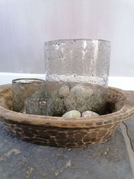 Picture of Robuust windlicht vintage bubbel glas XL