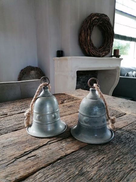 Picture of Decoratie bel (kerstklok) oud zilver L