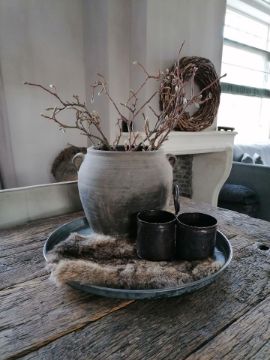Picture of Metalen serveer tray twee cups