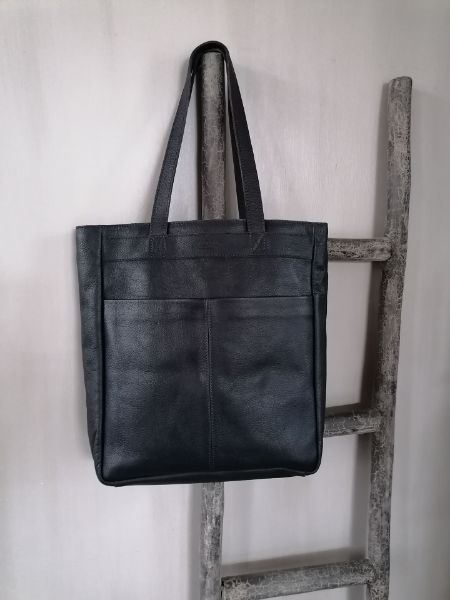 Picture of Lederen shopping bag met vak Antraciet Raw Materials