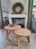 Picture of Stoere salontafel set/2 rond Rough naturel teak