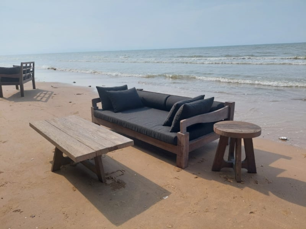 Picture of Landelijke tuinbank/daybed met outdoor kussens 200 cm