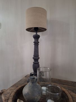 Picture of Houten tafellamp 66,5 cm grey incl beige kap