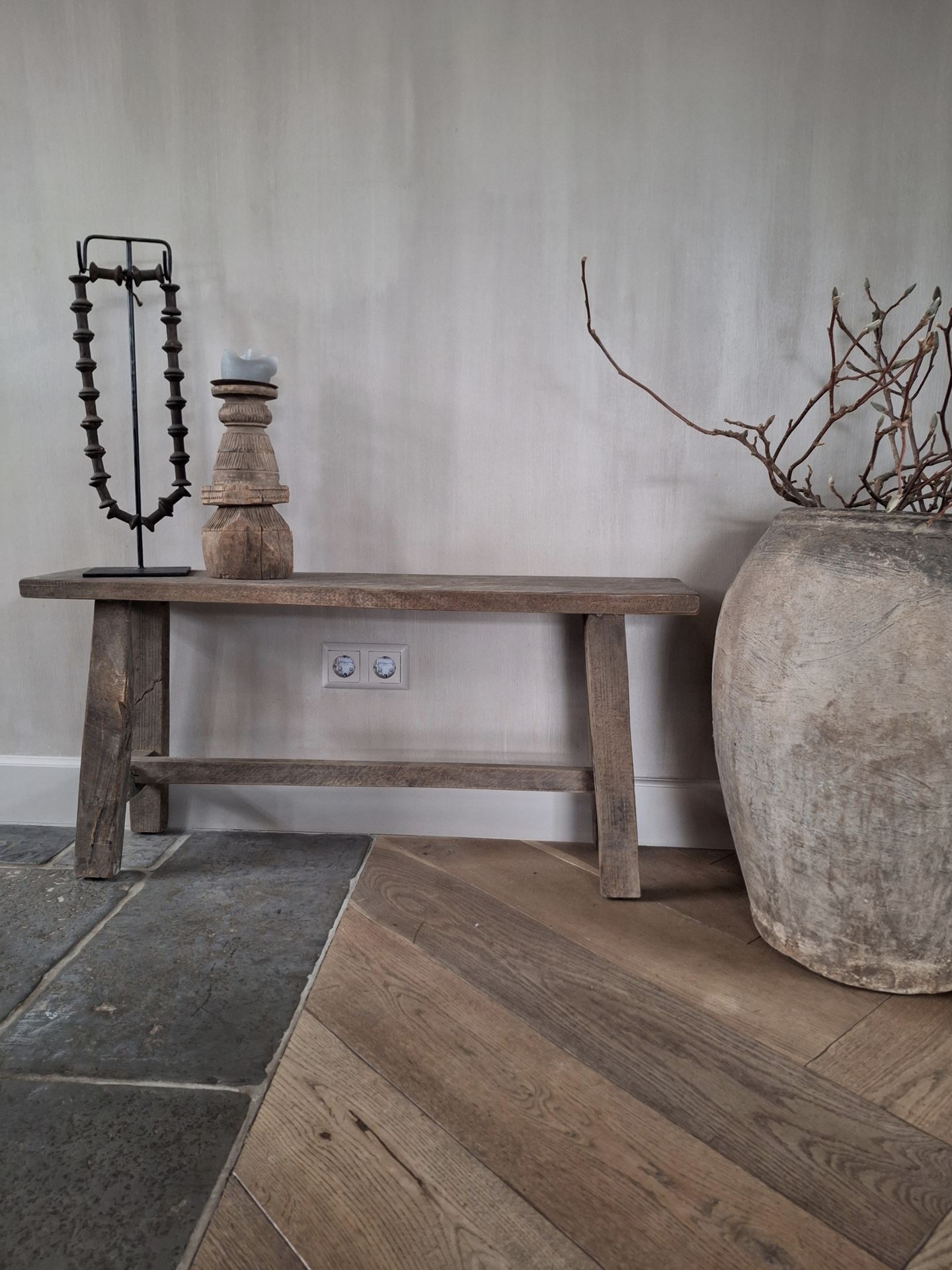 Oud houten bankje 100 cm Island Collectie- Stoer & Stijlvol